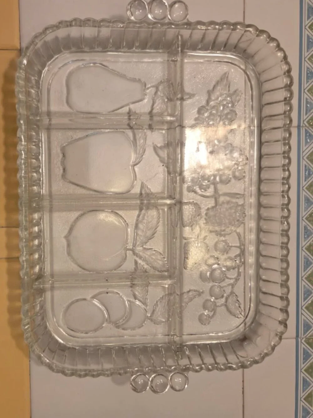 Amazing Vintage Indiana Glass Fruit Divided Tray